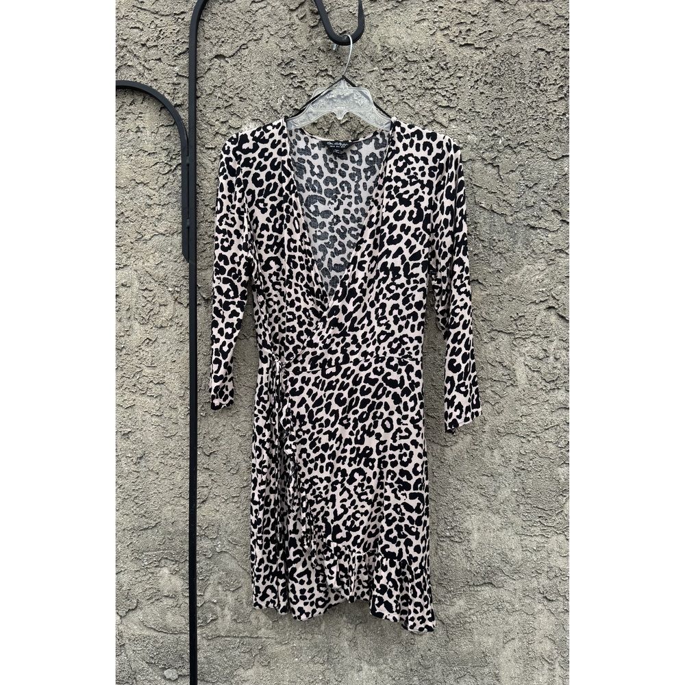Miss Selfridge Wrap Dress in pinkish beige and black Size 6